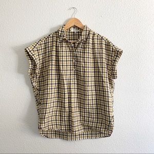 MADEWELL brown and yellow gingham top